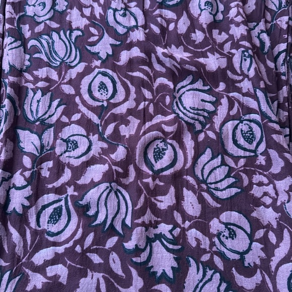 Loft burgundy floral print scarf in gauzy fabric. - Picture 5 of 5
